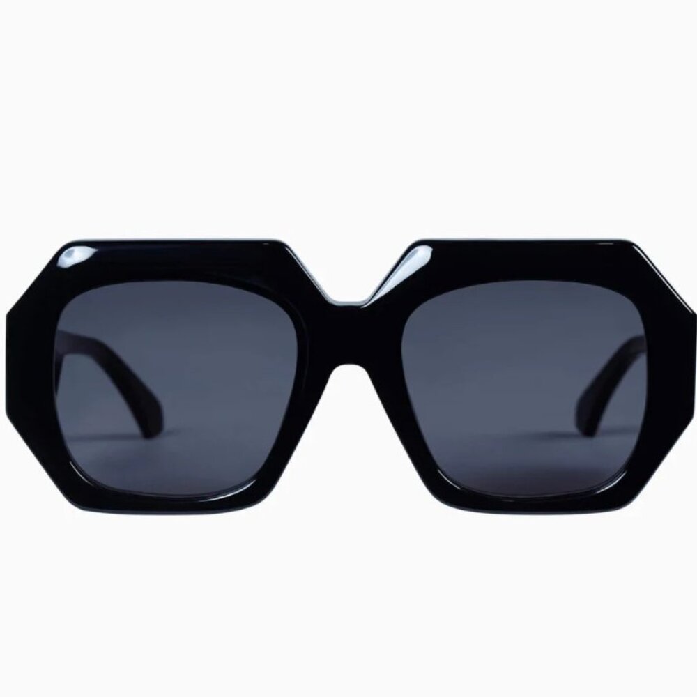 VALLEY EYEWEAR Monolith Gloss Black w. Silver Metal Trim / Black Lens